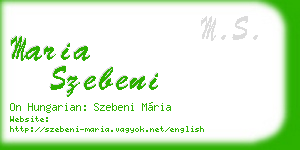 maria szebeni business card